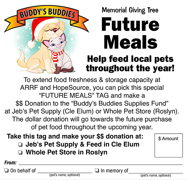 2022 Buddy’s Buddies Pet Giving Tree envelope “tags” now available for picking or download